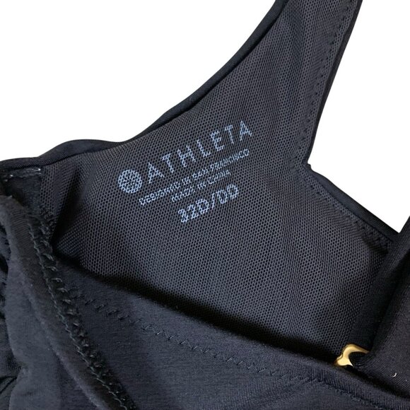 Athleta Black Ruched Tankini Swim Top Adjustable Strap Stretch 32D/DD - Picture 4 of 5